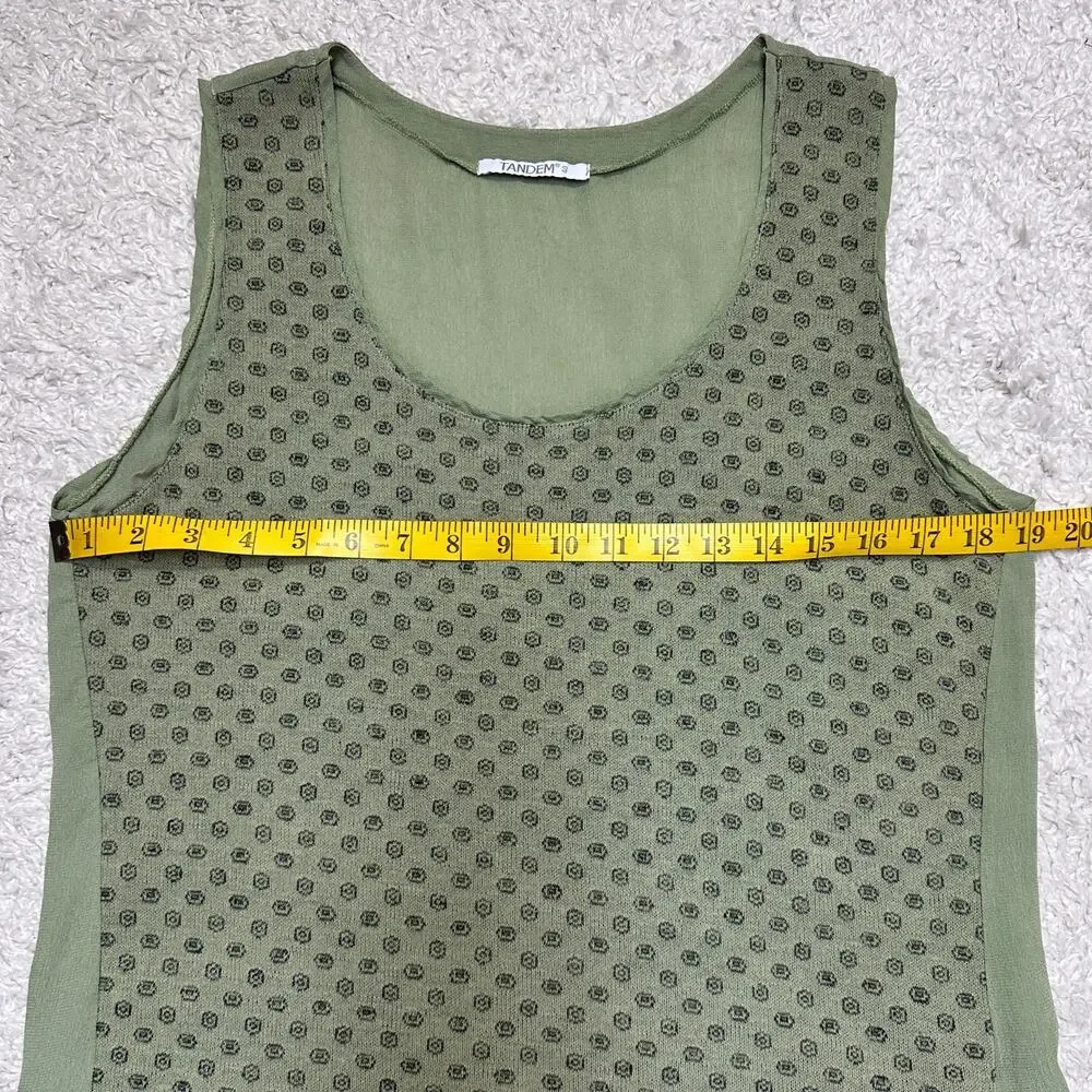 Tandem Polka-Dot Sleeveless Blouse Lagenlook Lightweight Semi Sheer Sz: 40
